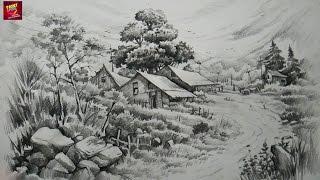 How To Draw and Shade A Landscape With Pencils By Paintlane