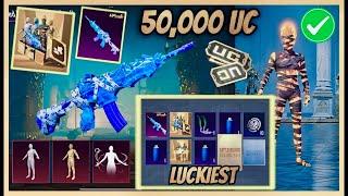 50K UC MUMMY SHUIT & M416 IN FIRST SPIN AND MAX OUT LVL8 LUCKIEST CRATE BGMI