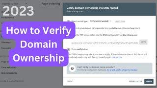 Verify Domain Ownership DNS Record | Google Search Console publisher 2023 (DNS & TXT Records)