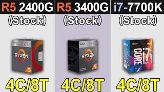 R5 2400G Vs. R5 3400G Vs. i7-7700K | New Games Benchmarks