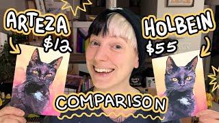 Can BUDGET acrylic gouache keep up with EXPENSIVE?  Arteza vs Holbein Comparison & Review