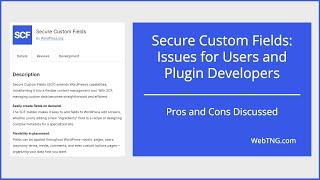 Secure Custom Fields:  Issues for Users and Plugin Developers