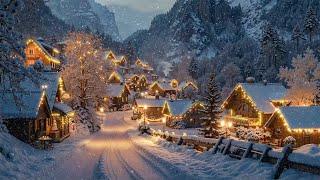 Peaceful Winter Village: Soothing Jazz , Snowy Village Streets, Glow Lights for Cozy Holiday Night