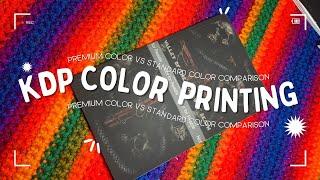 Amazon KDP print color quality comparison - premium color vs standard color in a paperback 