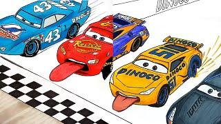 Compilation - Three Way Tie with McQueen and Cruz . CARS Drawing and Coloring Pages | Tim Tim TV