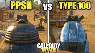 PPSH vs TYPE 100 BEST SMG WW2! GUN STATS COMPARISON BEST GUNS COD WW2 "TYPE 100 vs PPSH"