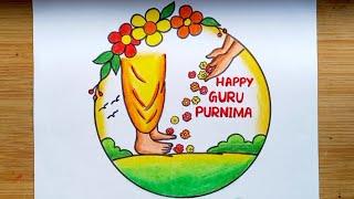 How To Draw Guru Purnima Drawing Easy/ Happy Guru Purnima Drawing/ Guru Purnima Special Drawing Easy