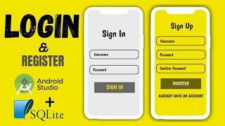 LOGIN APP IN ANDROID STUDIO USING SQLite | SQLite DATABASE | LOGIN AND REGISTER APP WITH FULL CODING