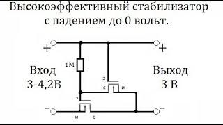 Стабилизатор с очень низким падением напряжения и малым собственным потреблением.