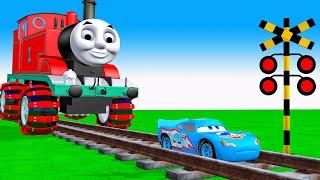 【踏切アニメ】あぶない電車 TRAIN THOMAS  Fumikiri 3D Railroad Crossing Animation