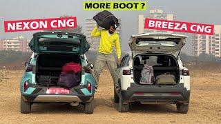 *55L CNG or 60L* New Tata Nexon CNG Vs Brezza CNG Boot Space Test