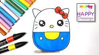 HOW TO DRAW HELLO KITTY SQUISHMALLOW - HAPPY DRAWINGS
