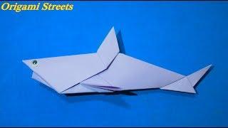 Акула из бумаги оригами. Origami shark