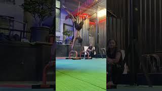 Girl's Reaction 90 Degree Handstand Pushup #shorts