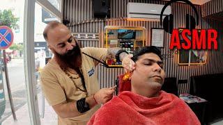  Turkish Barber goes EXTRA mile with Shave,  FIRE and Waxing to hair wash and styling [ASMR] 2025