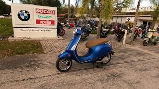 2020 Vespa Primavera 150 In Matt Blue Walk Around At Euro Cycles of Tampa Bay