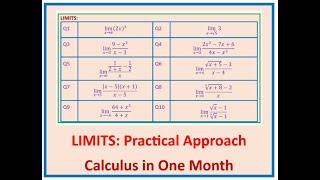 LIMITS Excellent Examples Calculus Fast Track Program in a Month