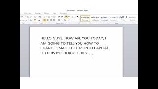 Shortcut to change small letters to capital letters in MS Word