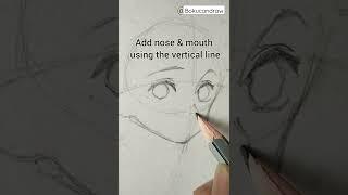 Easy way to draw anime face(3/4 view) #shorts