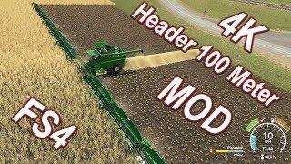 Farming Simulator 19 New MOD || Header 100 Meter CRAZY & LONG || 4K Farming