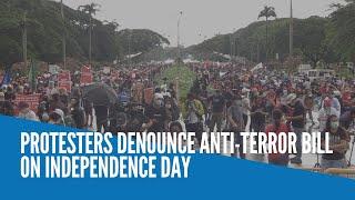 Protesters denounce anti-terror bill on Independence Day