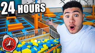 24 HOUR OVERNIGHT CHALLENGE in TRAMPOLINE PARK!