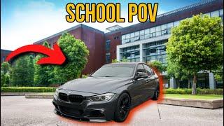 Driving My STAGE 2+ BMW to SCHOOL| Turning Heads| Chased By Security! | POV Drive| Pops&Bangs