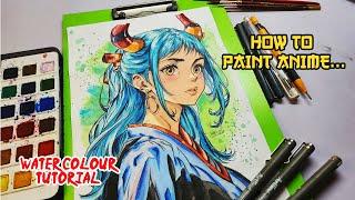 How to make Anime Art using watercolor!!! WATERCOLOUR TUTORIAL