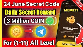 ( Level 1-11 ) Memefi Secret Tap Combo Reward | Memefi 3,000,000 Coins Code | #memefi Secret Code