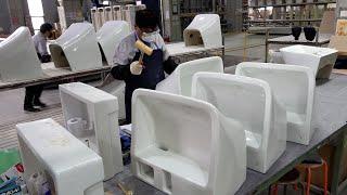 Amazing modern wash basin mass production factory. Korean bathroom sinks manufacturing process