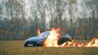 Crazy blogger from Russia - Litvin, burnt his car!