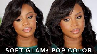 Soft Glam Green Pop of Color Makeup Tutorial | Brown Skin & Dark Skin Friendly