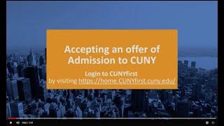 Accepting an Offer of Admission to CUNY