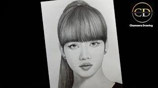 How to draw a BLACKPINK "Lisa" (step by step) Pencil Drawing//Girl face Drawing Tutorial//
