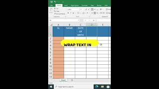Wrap text in  ms excel 2016 and top align #shorts