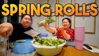 Giant Shrimp Spring Rolls Mukbang + Crispy Pork Belly + Garlic Sauce 먹방 Eating Show + NEW TV SHOW!!!