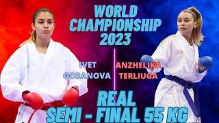 SCANDAL Anzhelika Terliuga - Ivet Goranova Semi-final World Championship 2023 Budapest Kumite -55