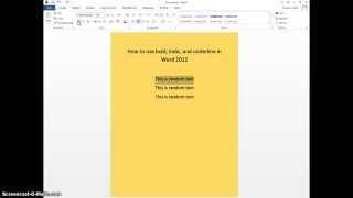 How to use Bold, Italic, and Underline in Word 2013