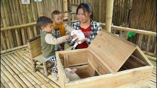 processing vegetable rolls meat carrot mushroom. to sell at market, build house for rabbit