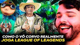  QUE VÍDEO ABSURDAMENTE ENGRAÇADO! COMO O VÔ CORVO REALMENTE JOGA LEAGUE OF LEGENDS! MINERVA REAGE