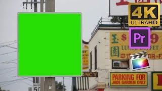 Business City With Commercial Billboard Green Screen Footage 4K Free Download