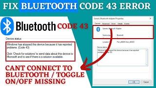 Fix Windows 10 Bluetooth Code 43 in device manager | Bluetooth not working