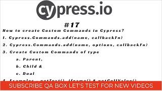 Part 17 - Cypress Custom Commands (Parent, Child and Dual)