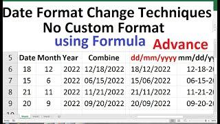 how to change date format in excel from dd/mm/yyyy to mm/dd/yyyy excel Formula