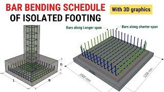 Bar bending schedule of single mesh isolated footing | BBS of footing | Civil Tutor #BBS #footings