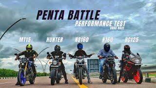 Hunter 350 Vs Bajaj Pulsar Ns160 Vs Pulsar N160 Vs Yamaha Mt15 V2 Vs ktm Rc125 Penta Battle 