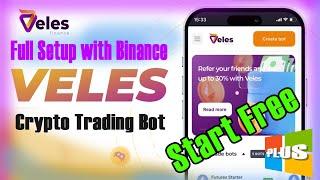 Automated Cryptocurrency free Trading Bot || Full Setup Veles bot with Binance || $5