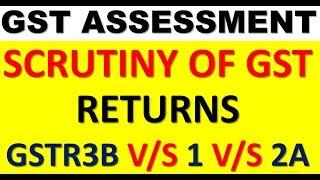 GST SCRUTINY OF GSTR3B V/S GSTR1 V/S GSTR2A|WHAT ARE THE TYPES OF ASSESSMENTS IN GST