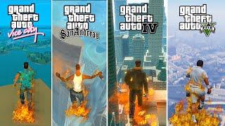 Jumping From Highest Points on Fire in GTA Games 2001–2024