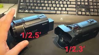 Comparing 4K camcorders for size differences.  Sony FDR-AX43 vs. Panasonic HC-VX870